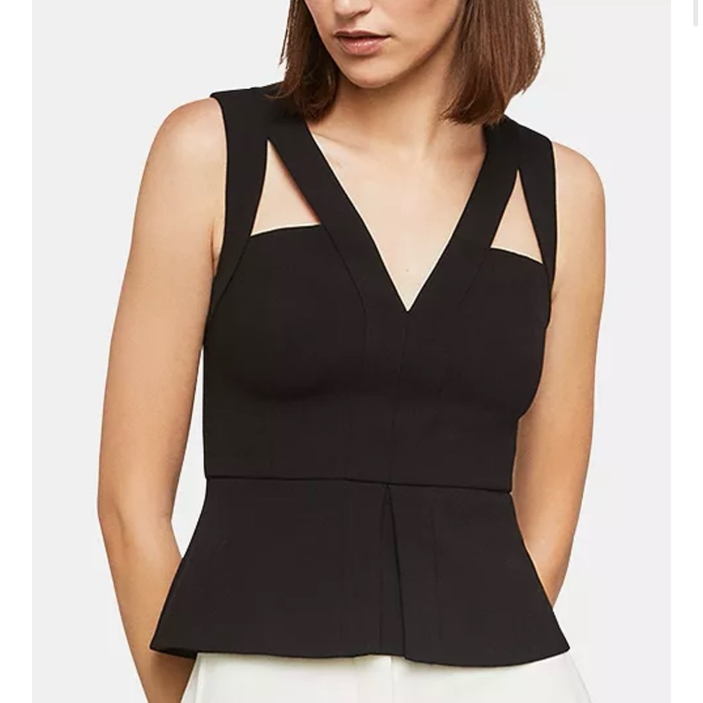 BCBGMAXAZRIA Black Peplum Top – Size L